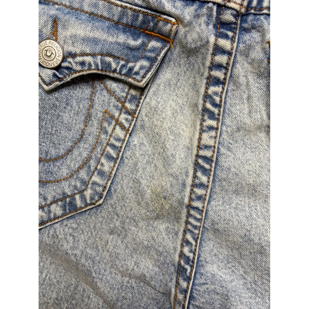 True Religion Jeans Mens 33 Blue Vinny Ultra Baggy Distressed Acid Wash Y2K
